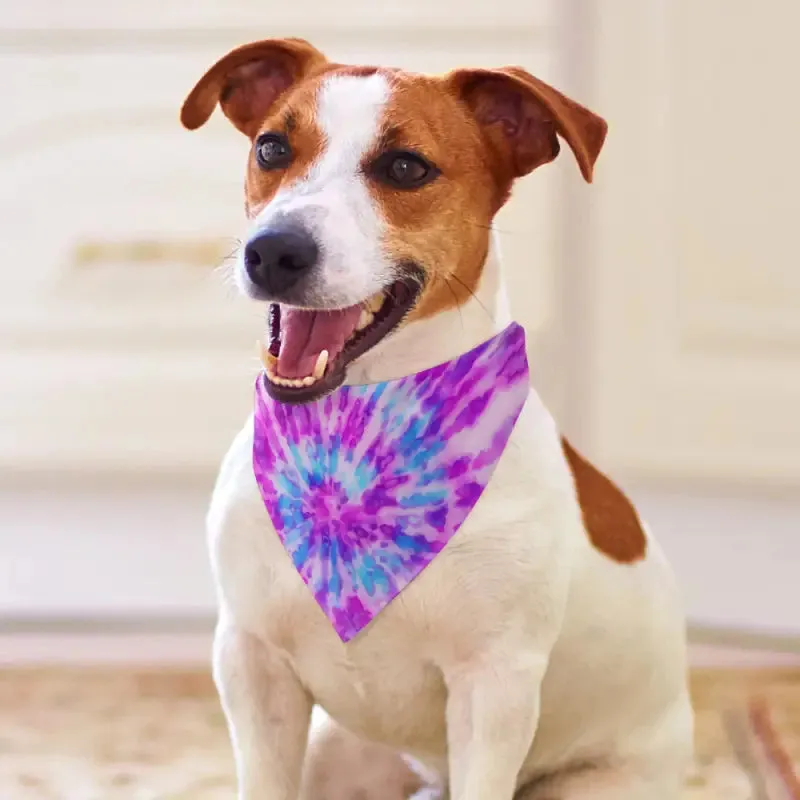 Colorful Tie-Dye Bandana for Dogs Polyester Pet Bib Accessory