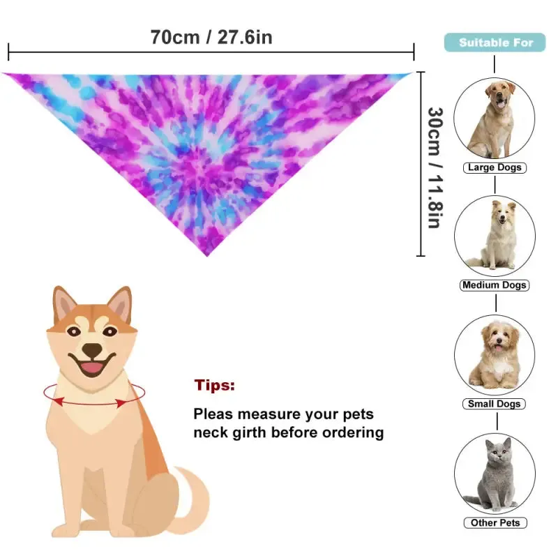 Colorful Tie-Dye Bandana for Dogs Polyester Pet Bib Accessory