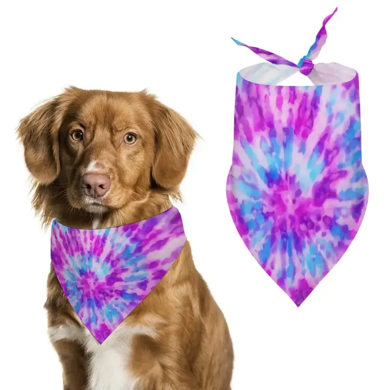 Colorful Tie-Dye Bandana for Dogs Polyester Pet Bib Accessory