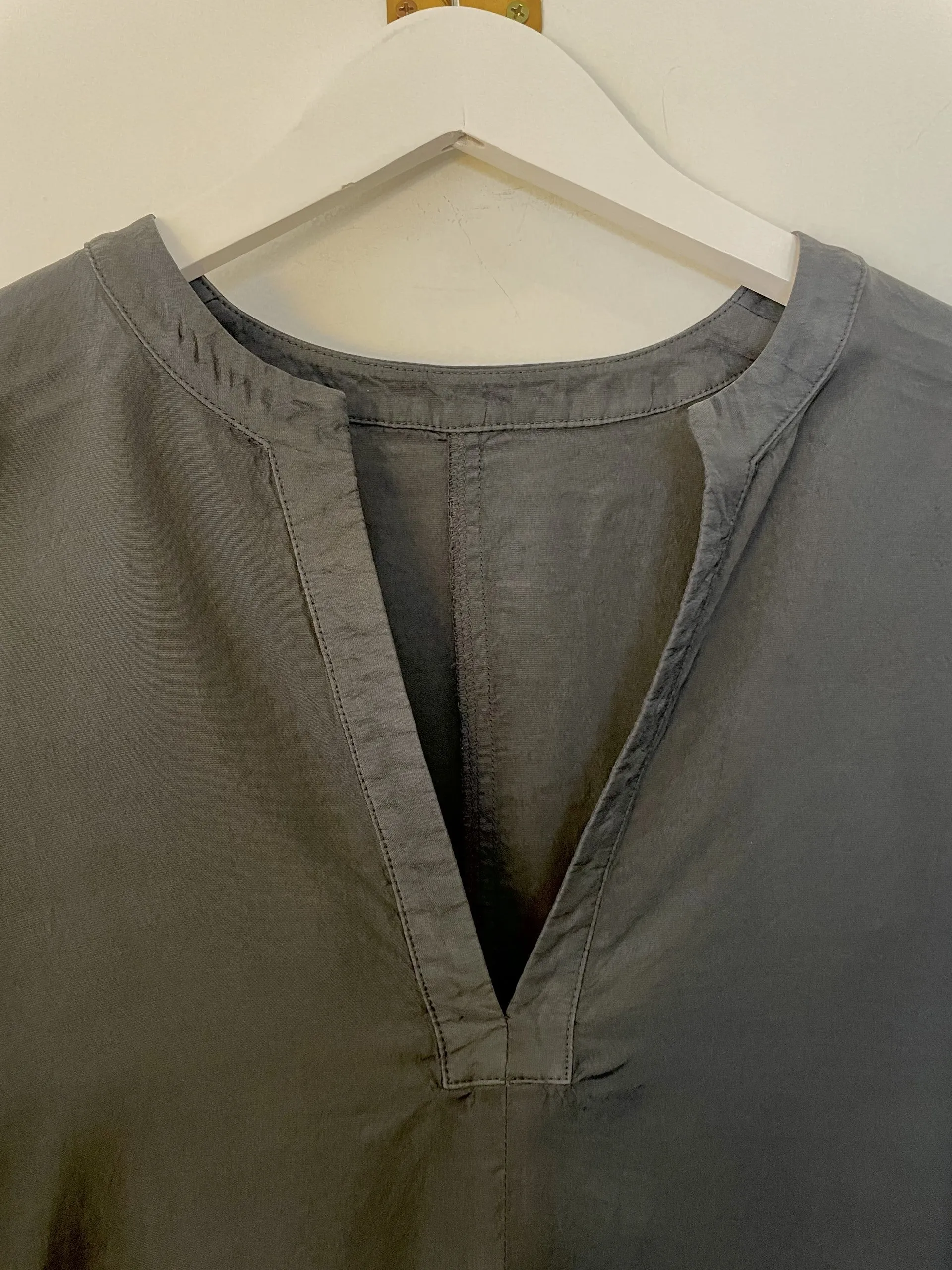 Cupro Silk Poncho in Stone Gray