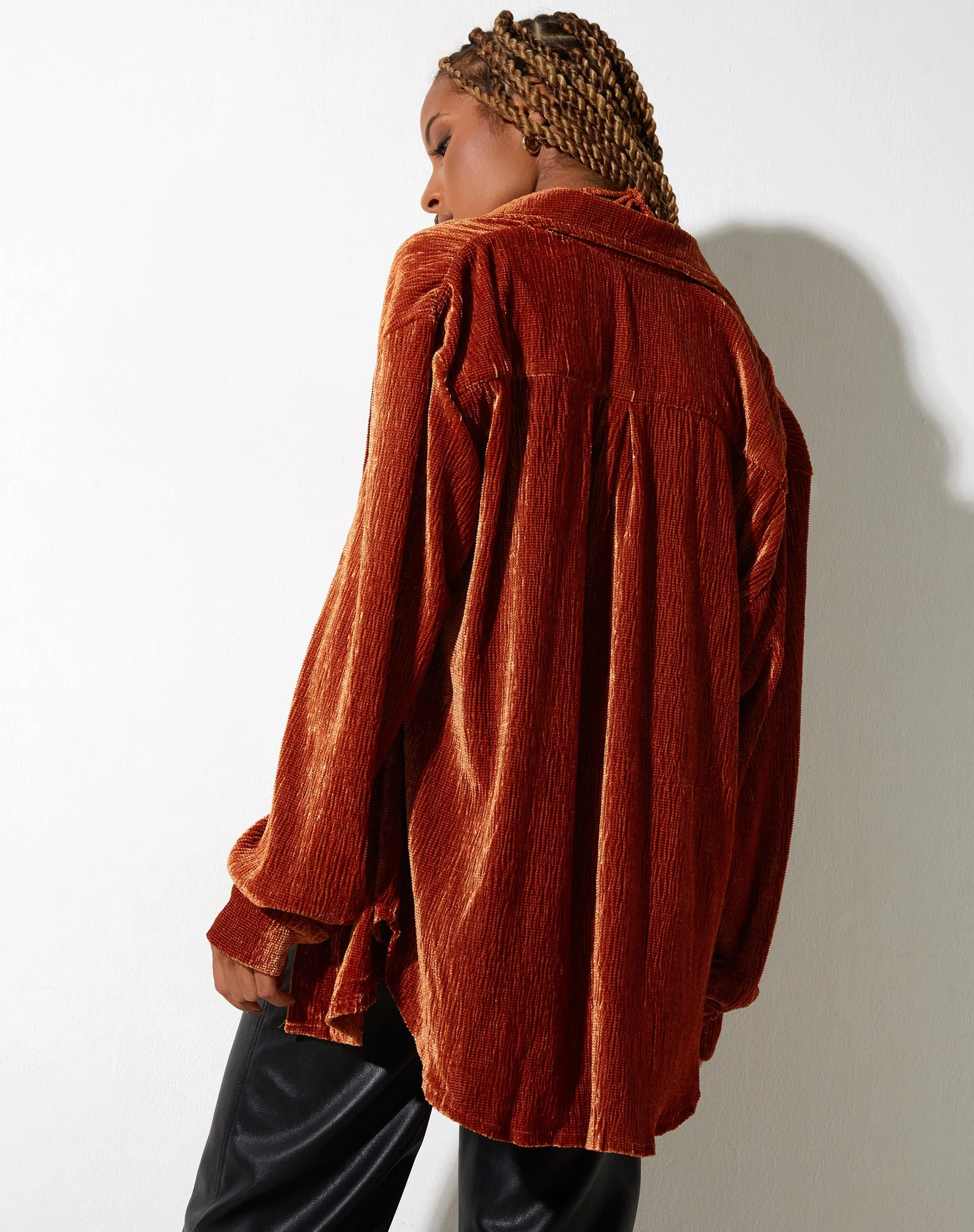 Dael Oversized Shirt in Velvet Rust