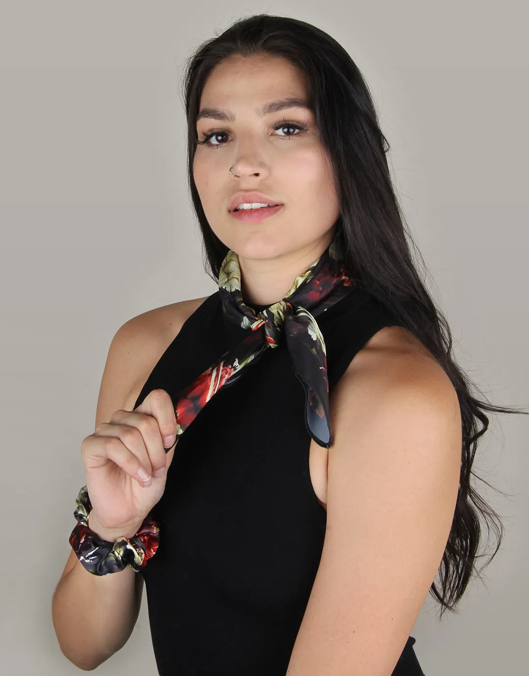 Dark Floral - Silky Bandana