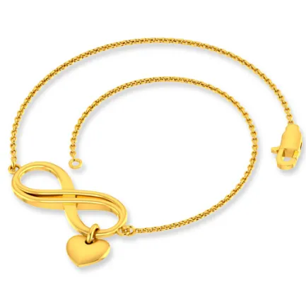 Dazzling 18k Gold Bracelet Infinity Loop With Heart Accent Design From Pc Chandra Online Exclusive Collection