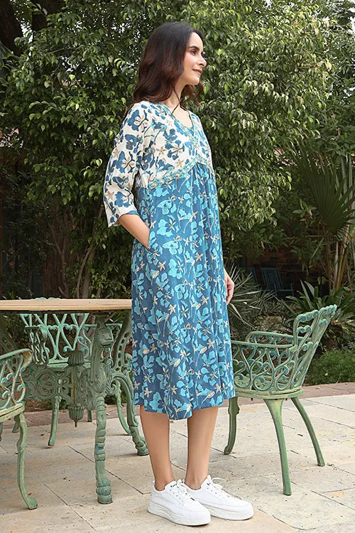 Dharan "Gulberg Kurta" Blue Block Printed Kurta