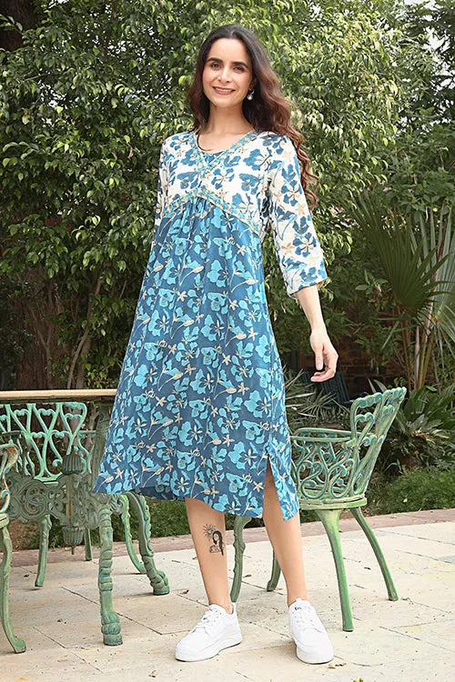 Dharan "Gulberg Kurta" Blue Block Printed Kurta