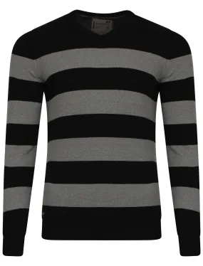 Dissident V-neck contrast stripe jumper in Black