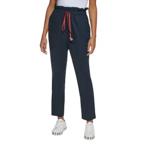 DKNY -  Linen Blend High Waist Straight Leg Pants