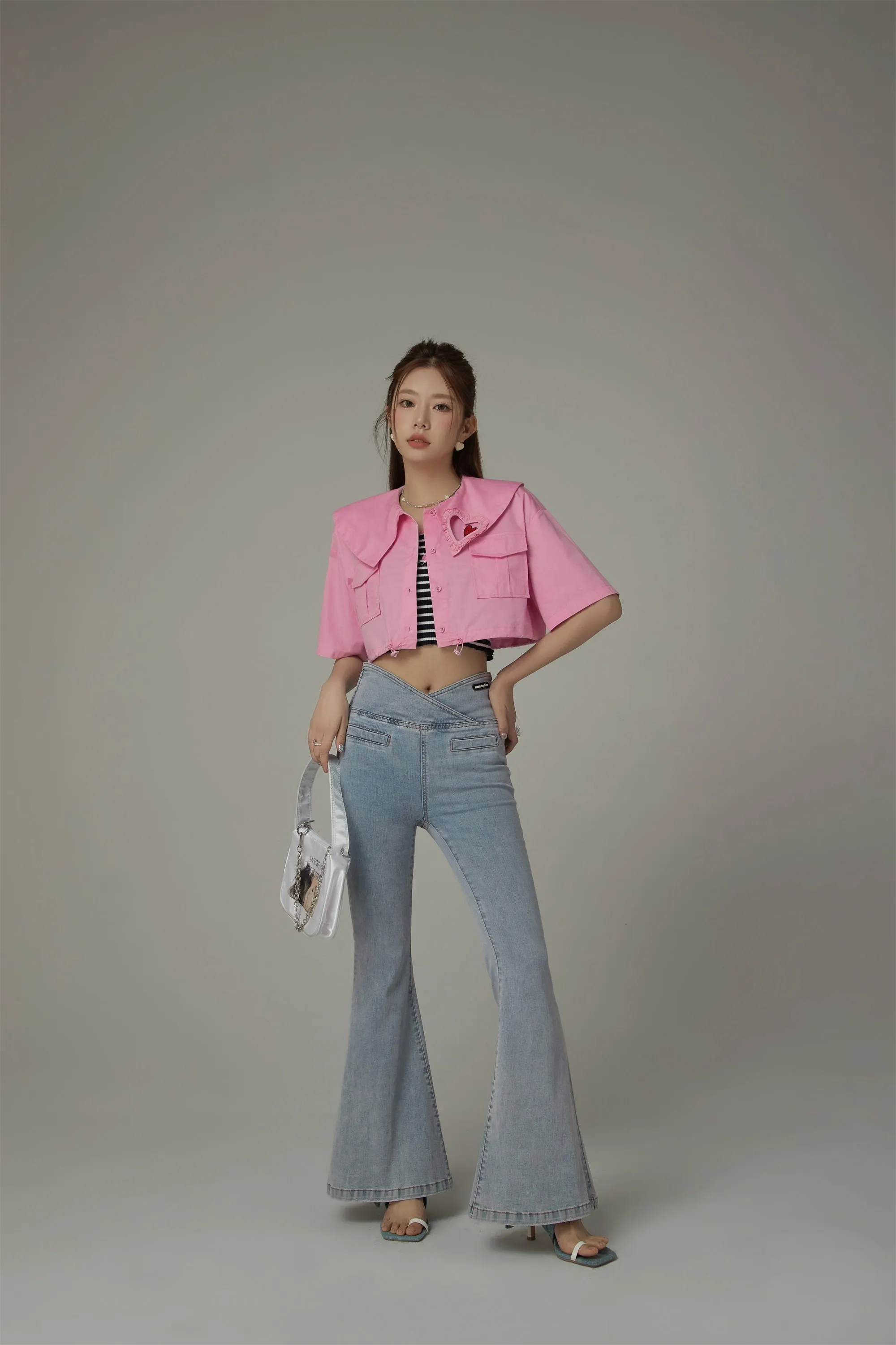 Doll Collar Cropped Shirt Jacket