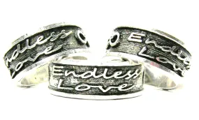 Endless Love With Infinity Symbol Sterling Silver Plated Unisex Cuff Ring