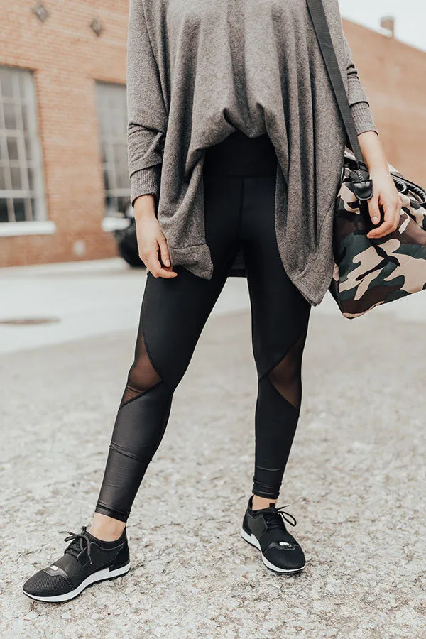 Faux Leather Mesh High Waist Leggings