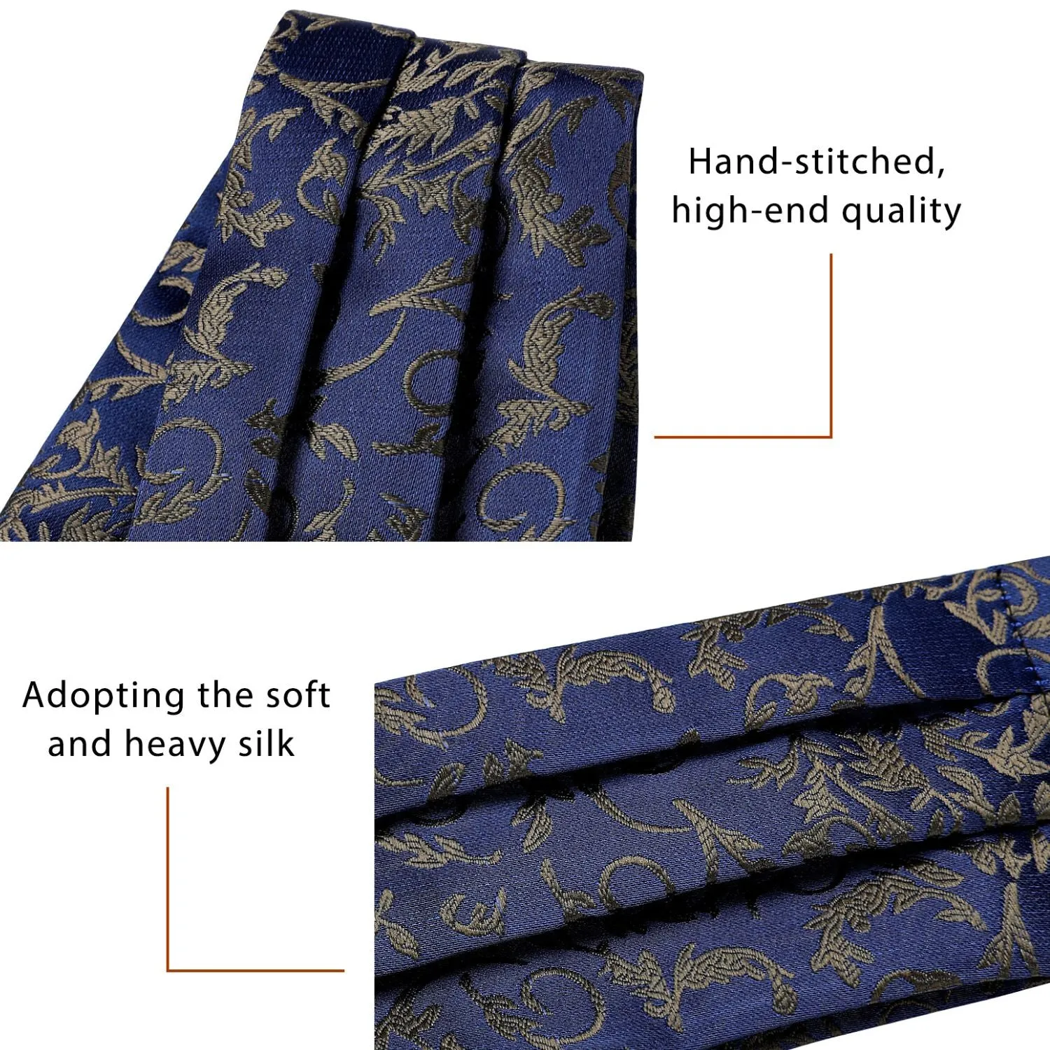 Floral Paisley Ascot Cravat Scarf - A-01 NAVY BLUE