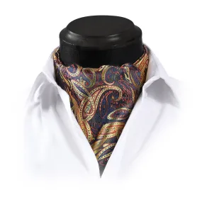 Floral Paisley Ascot Cravat Scarf - A-01 ORANGE PAISELY