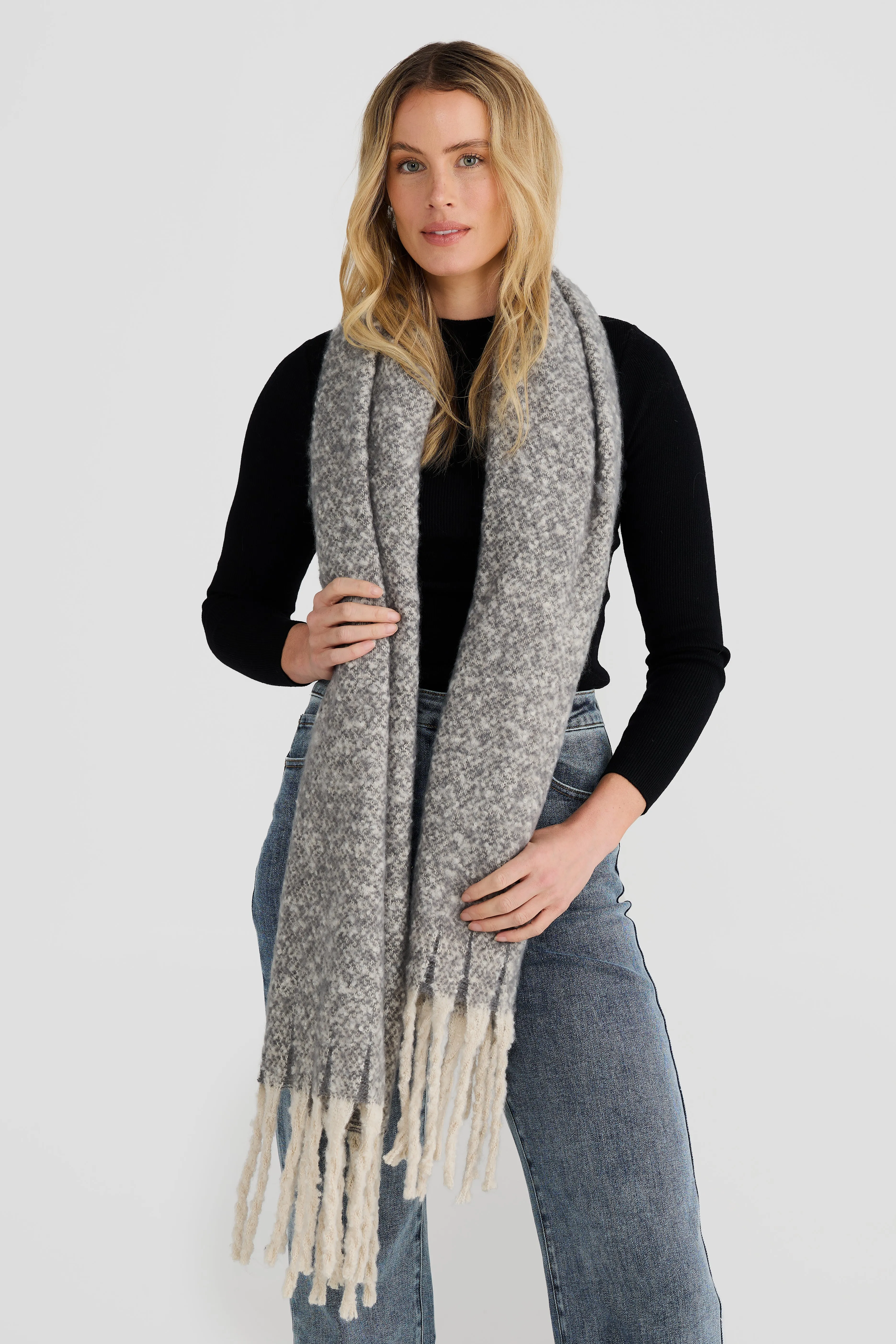 Fluffy Winter Scarf - Grey Marl