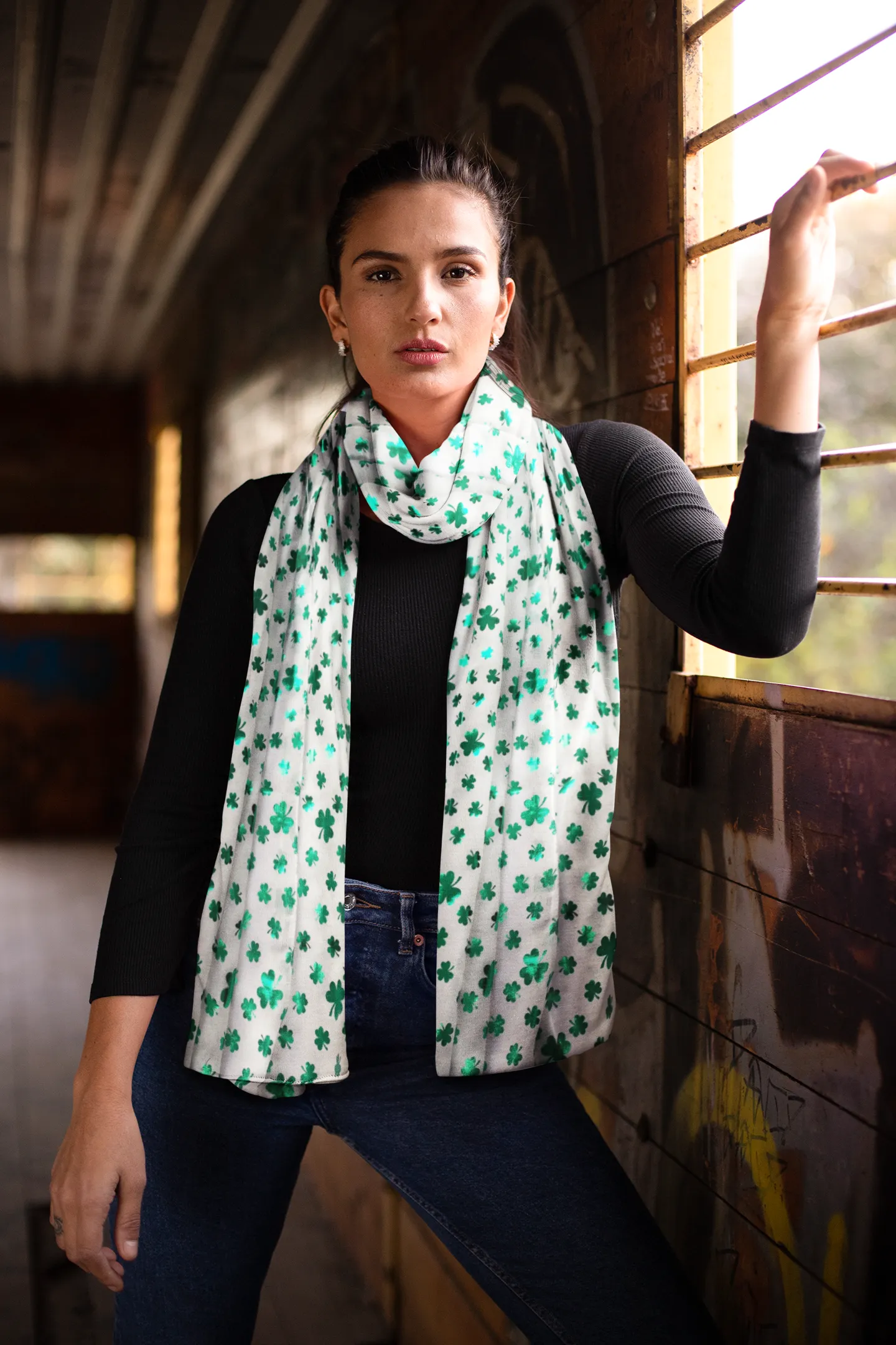 Four Leaf Clover Foiled Scarf