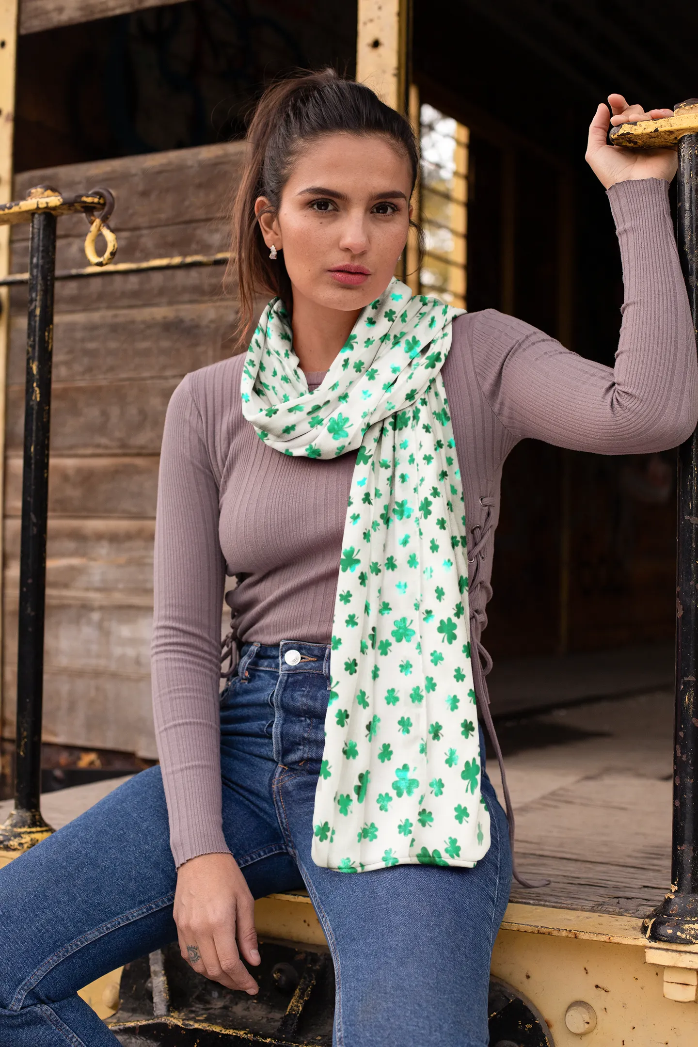 Four Leaf Clover Foiled Scarf