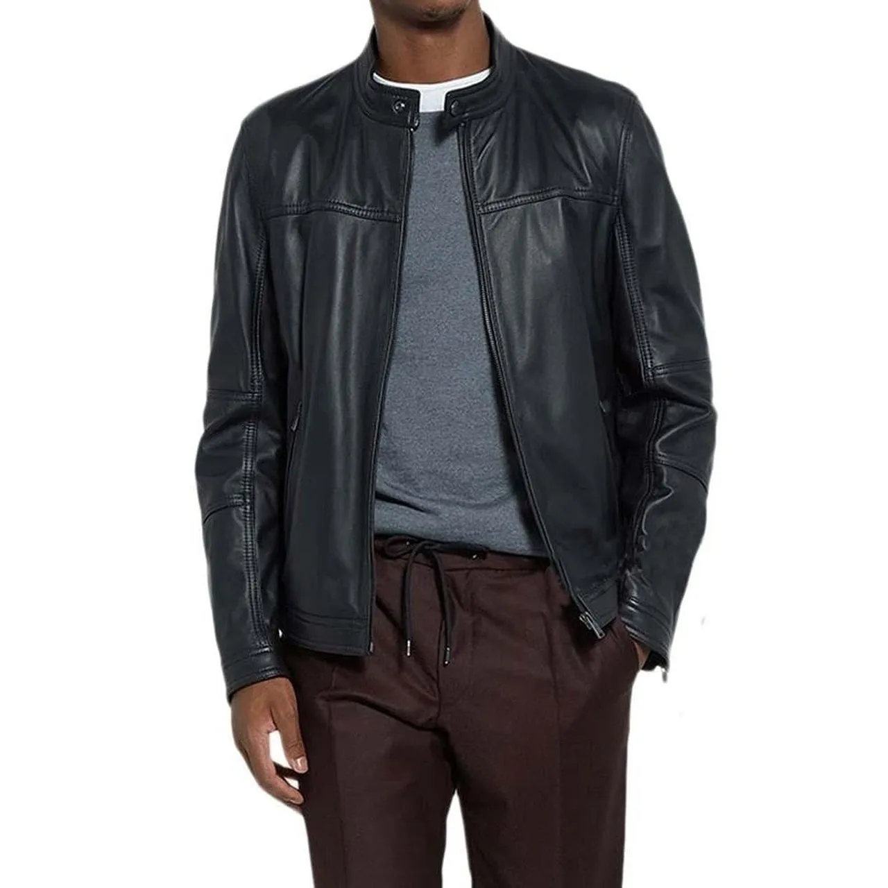 Genuine Leather Jacket Mens