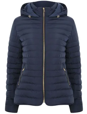 Ginger 2 Quilted Hooded Puffer Jacket in Peacoat - Tokyo Laundry