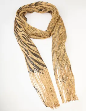 Gold Skinny Lurex Fabric Zebra Scarf