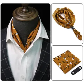 Goldenrod & White Daisy Square Scarf with Scarf Buckle