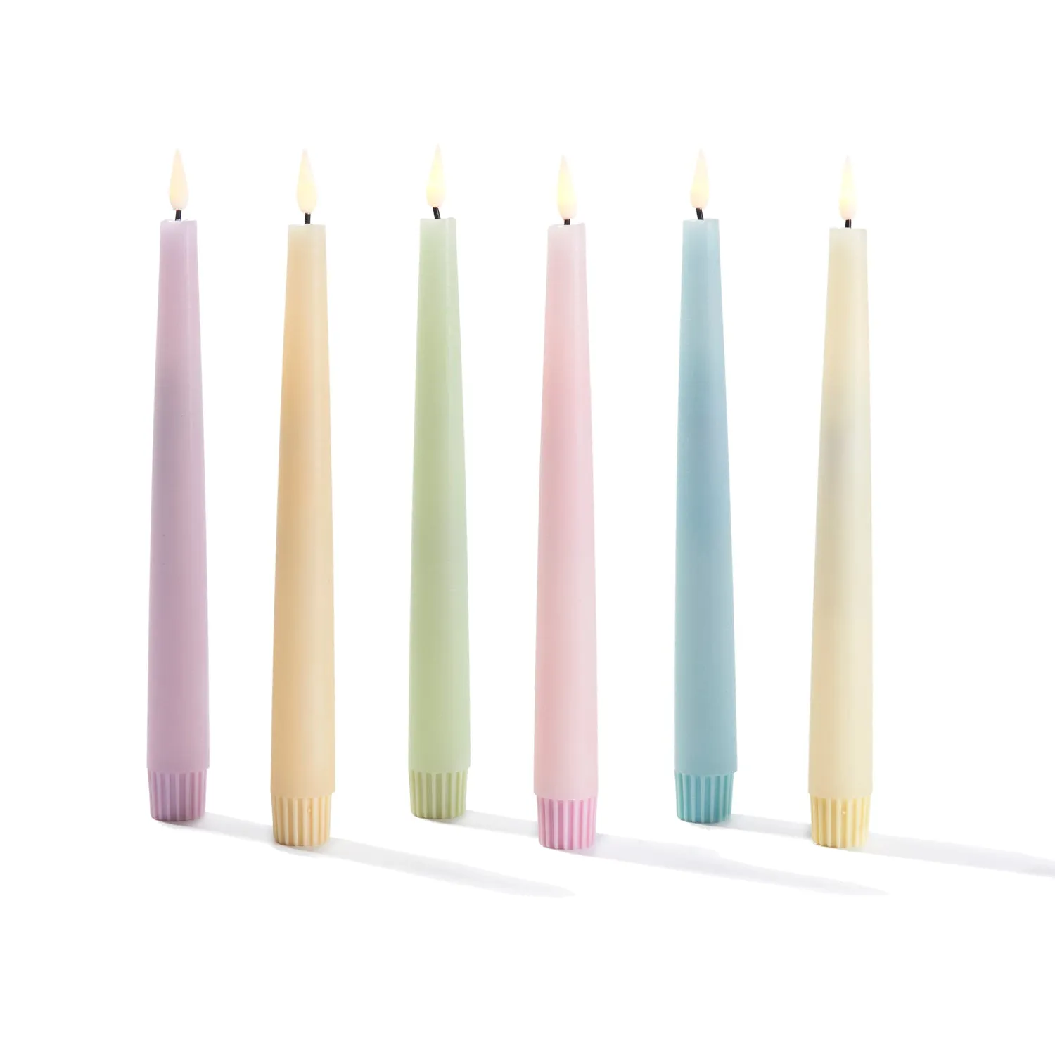 Infinity Wick Pastel Distressed 9" Taper Candles, Multipack, Set of 6