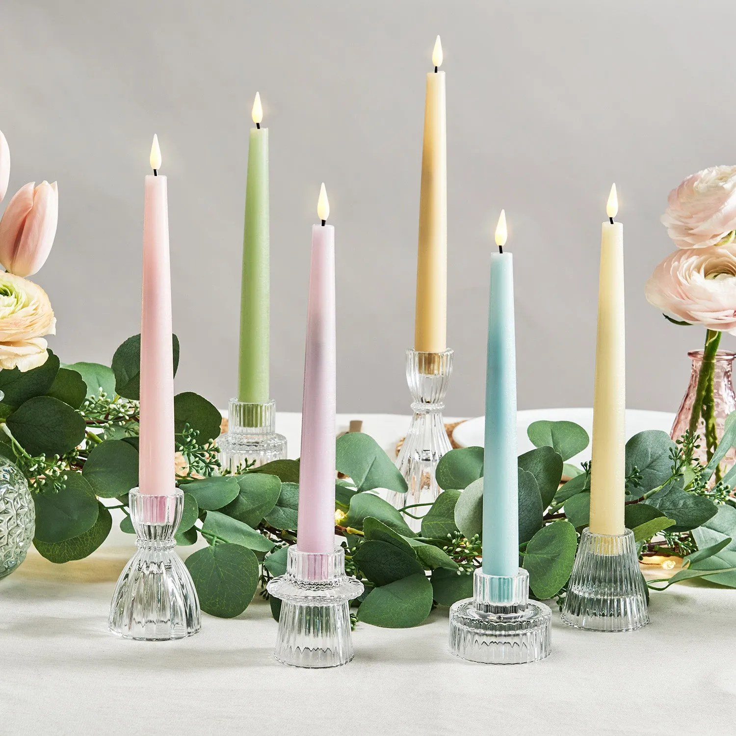 Infinity Wick Pastel Distressed 9" Taper Candles, Multipack, Set of 6