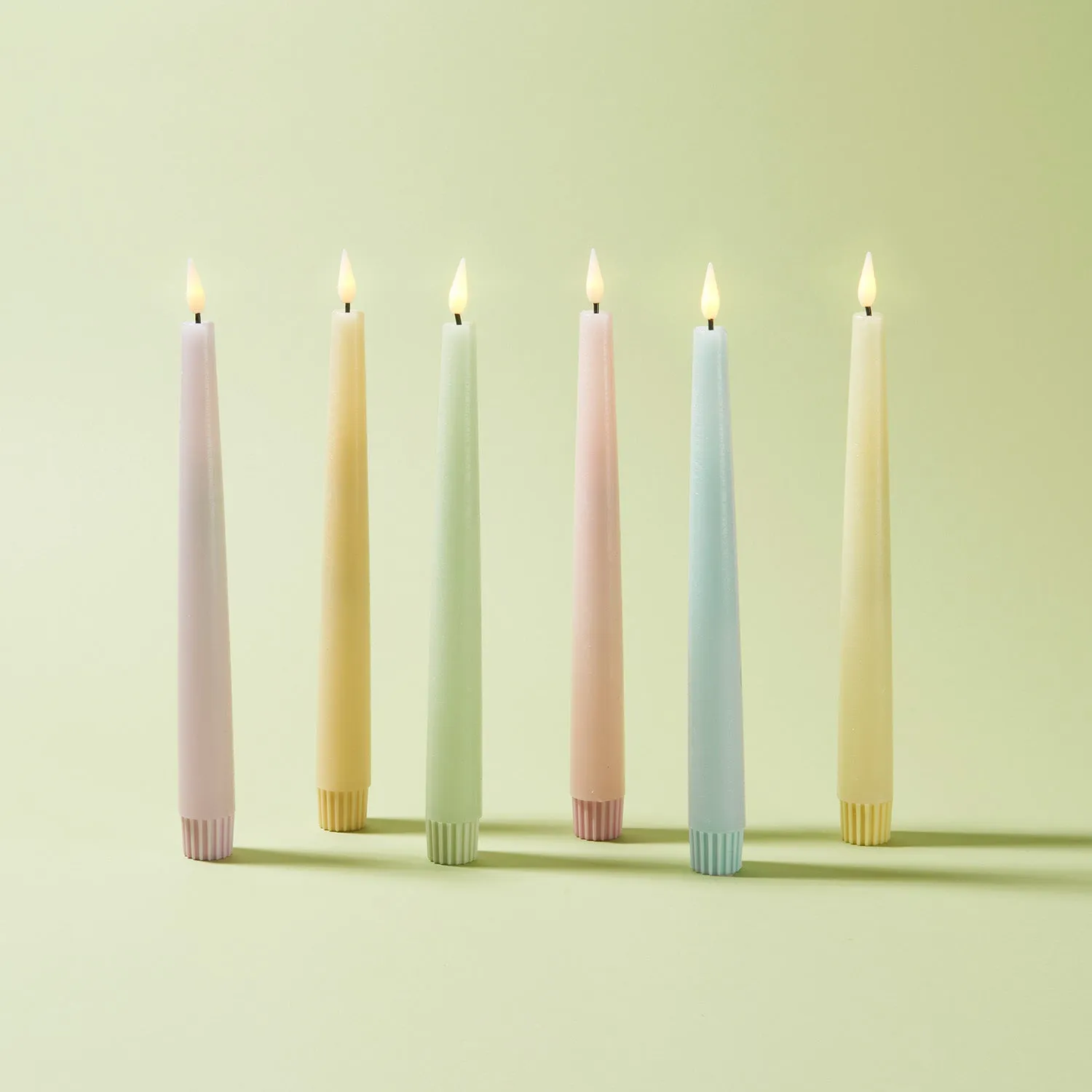 Infinity Wick Pastel Distressed 9" Taper Candles, Multipack, Set of 6