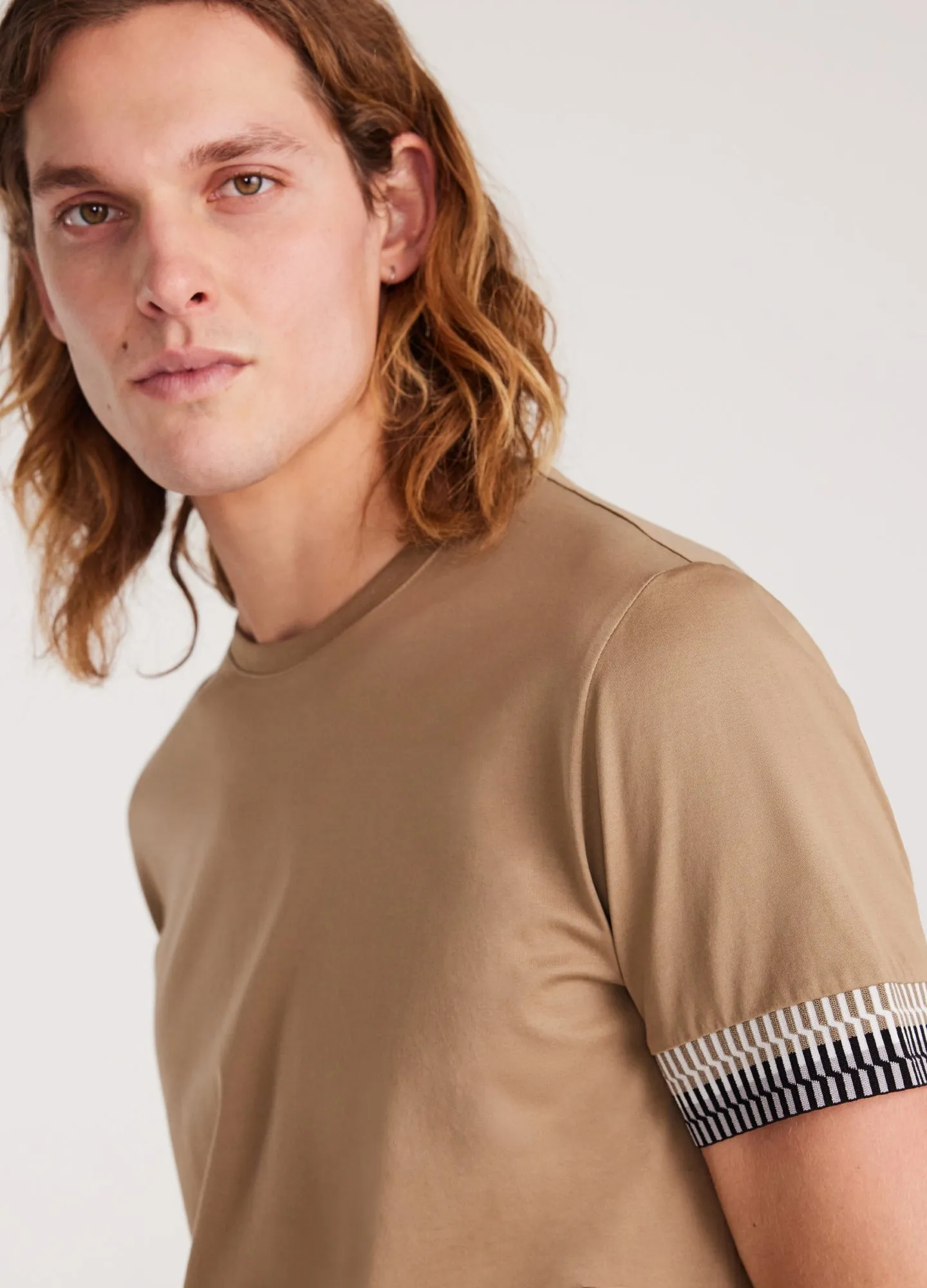 Jacquard Cuff T-shirt Walnut