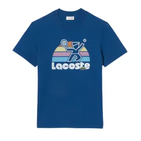 Lacoste Washed Effect Tennis Print T-Shirt (Blue) - TH8567