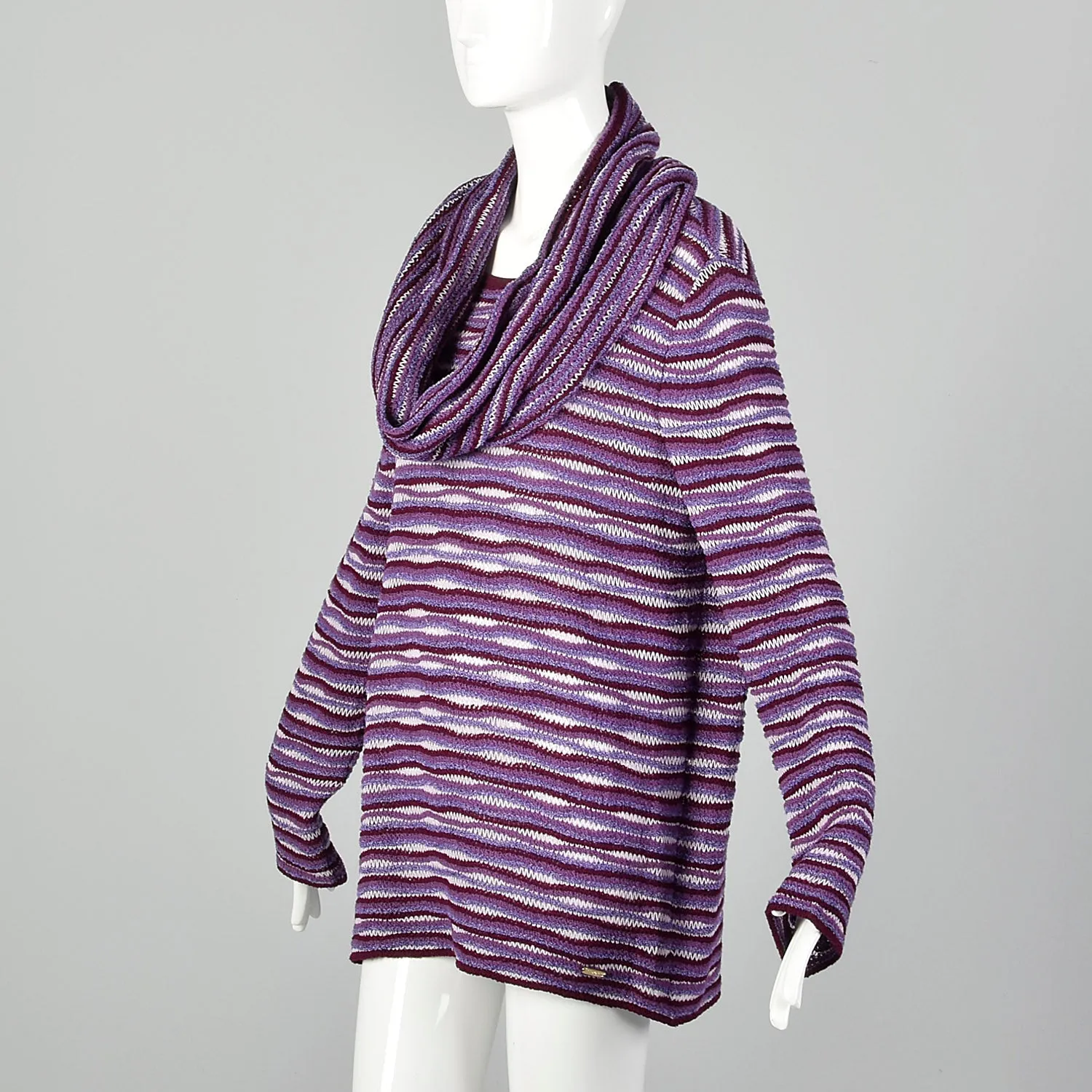 Large St John Sport Purple Knit Scarf and Sweater  Set