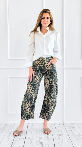 Leopard Print Relaxed Denim Pant