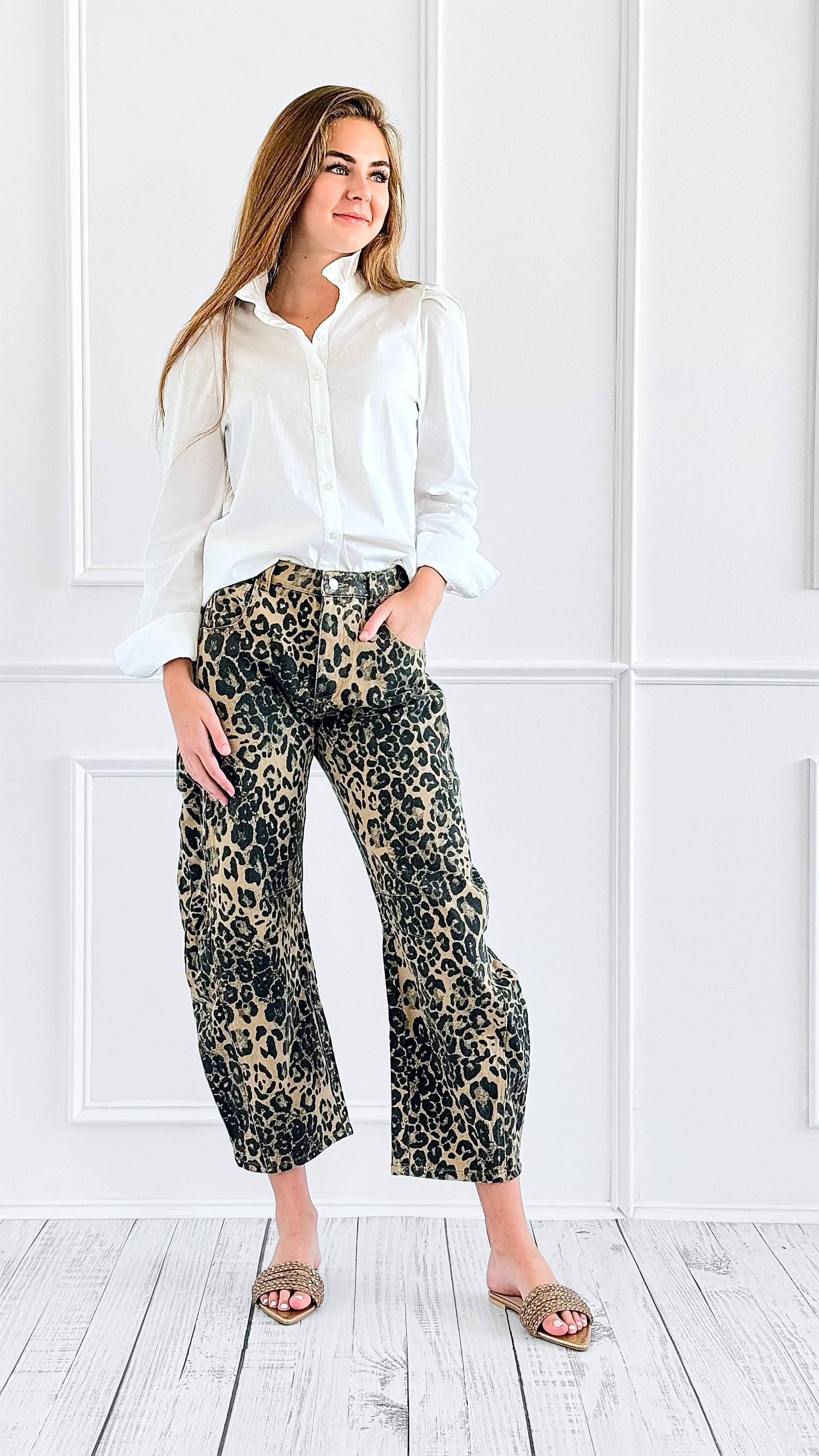 Leopard Print Relaxed Denim Pant