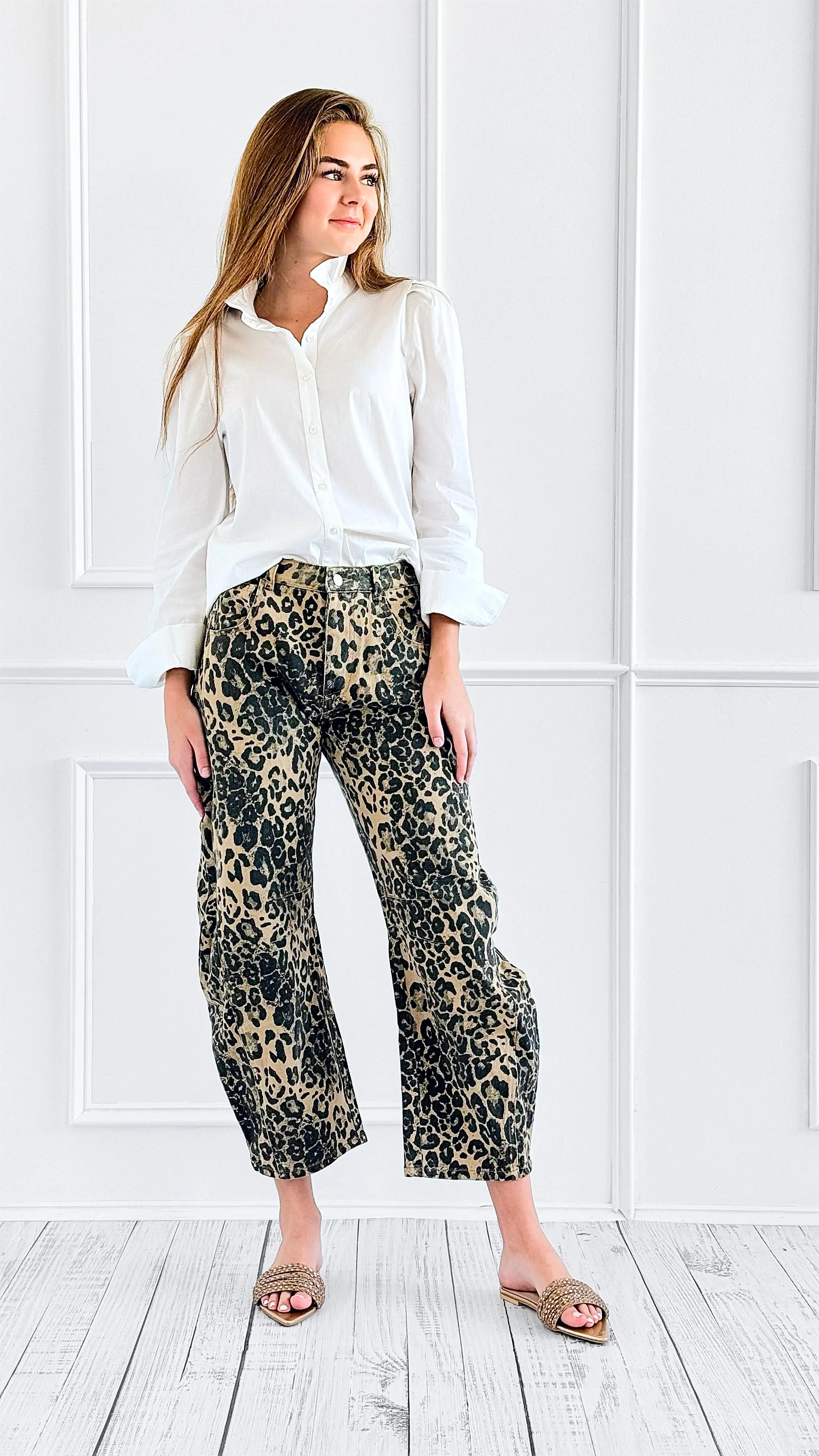 Leopard Print Relaxed Denim Pant