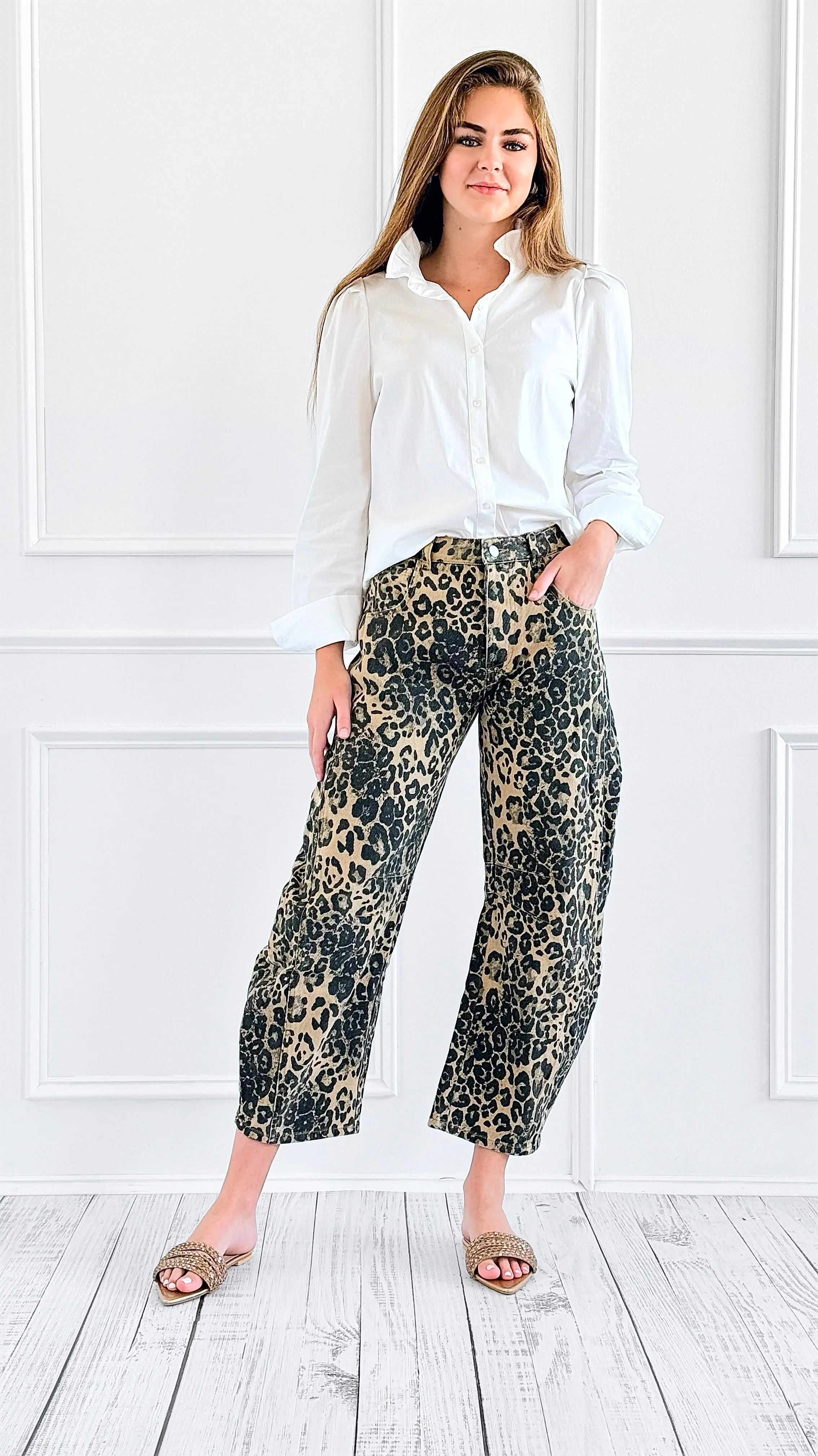 Leopard Print Relaxed Denim Pant