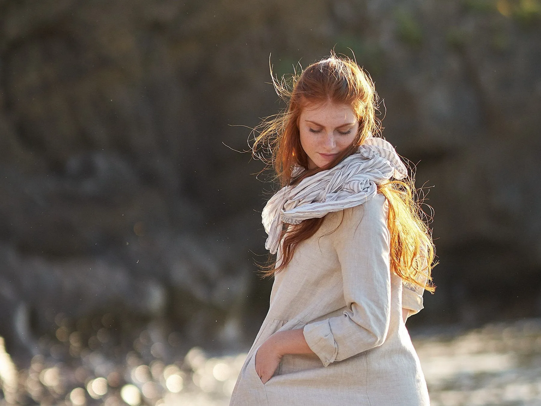 Light Blue Linen Scarf