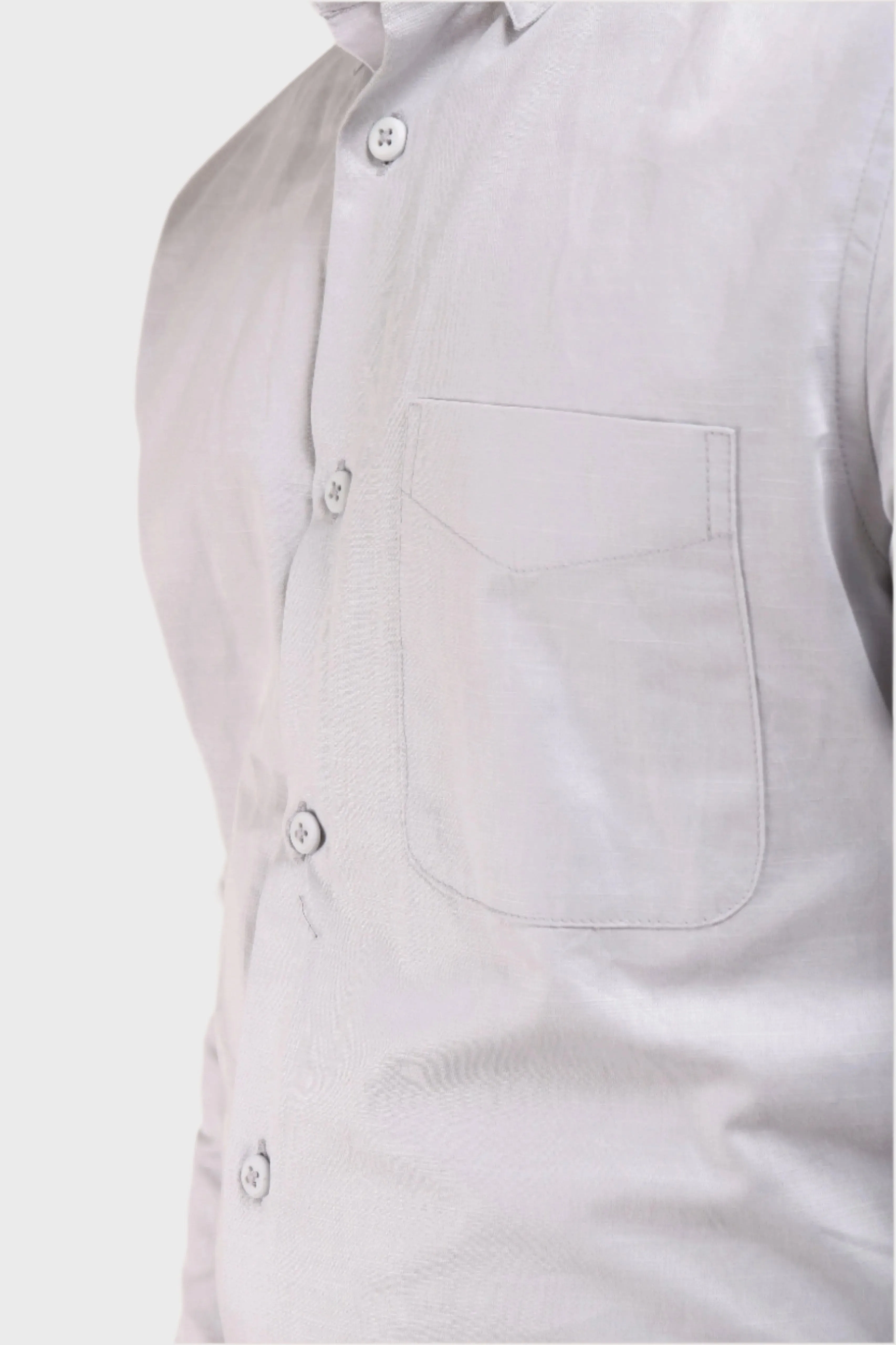 LIGHT GREY SATIN SLUB SLIM FIT SHIRT