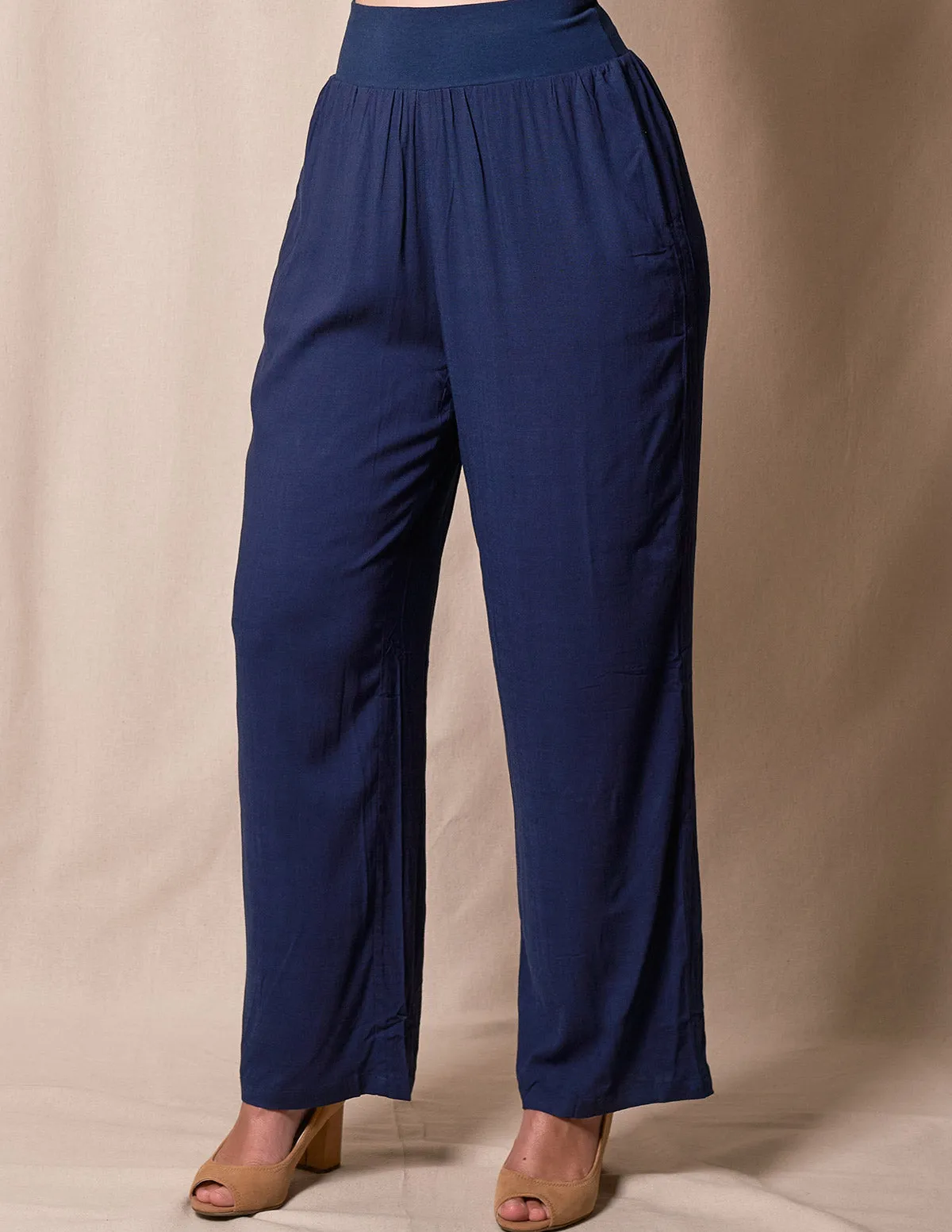 Linen / Bamboo Soft Waist Pants -  Indigo