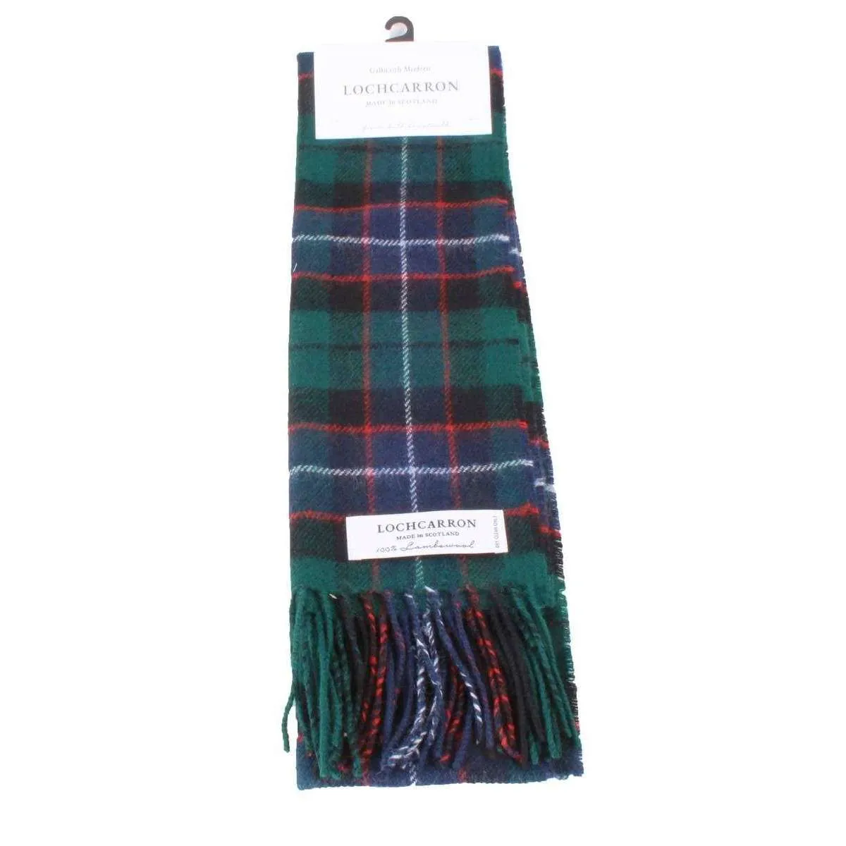 Locharron of Scotland Bowhill Galbraith Modern Lambswool Tartan Scarf - Green/Blue/Grey