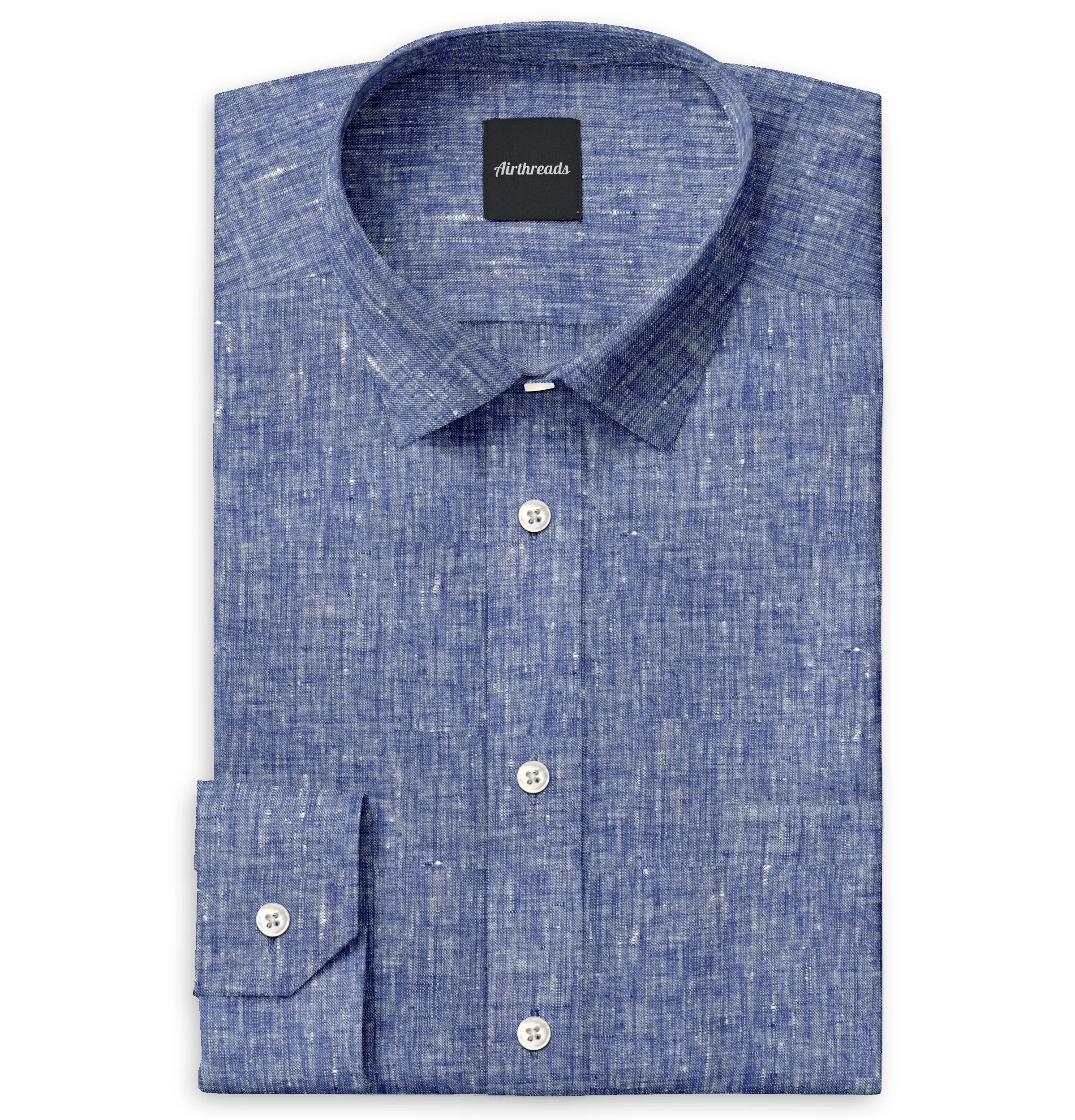 Long Sleeve Linen Shirt in Indigo Blue