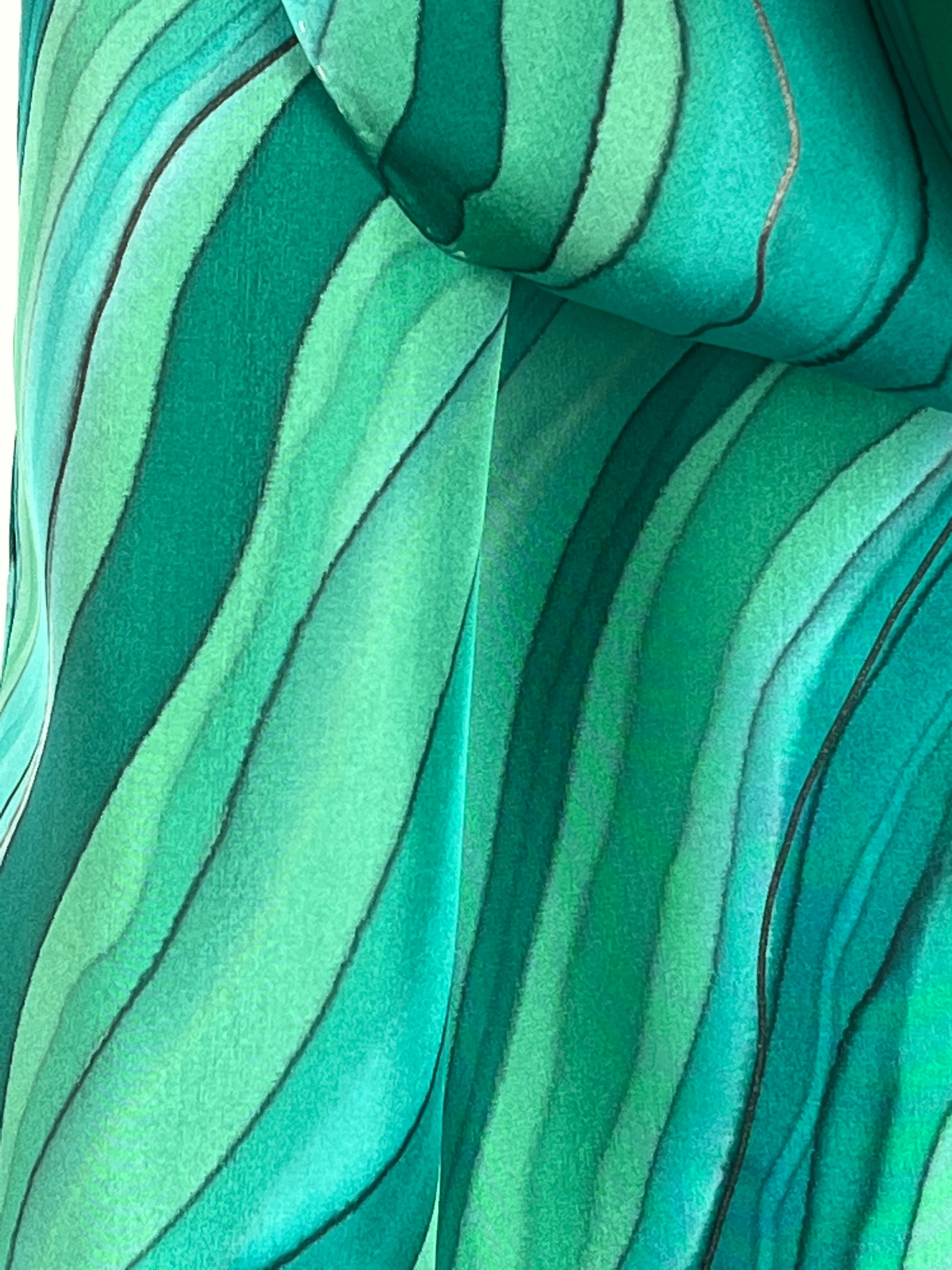 “Magnificent Malachite" - Hand-dyed Silk Scarf - $130