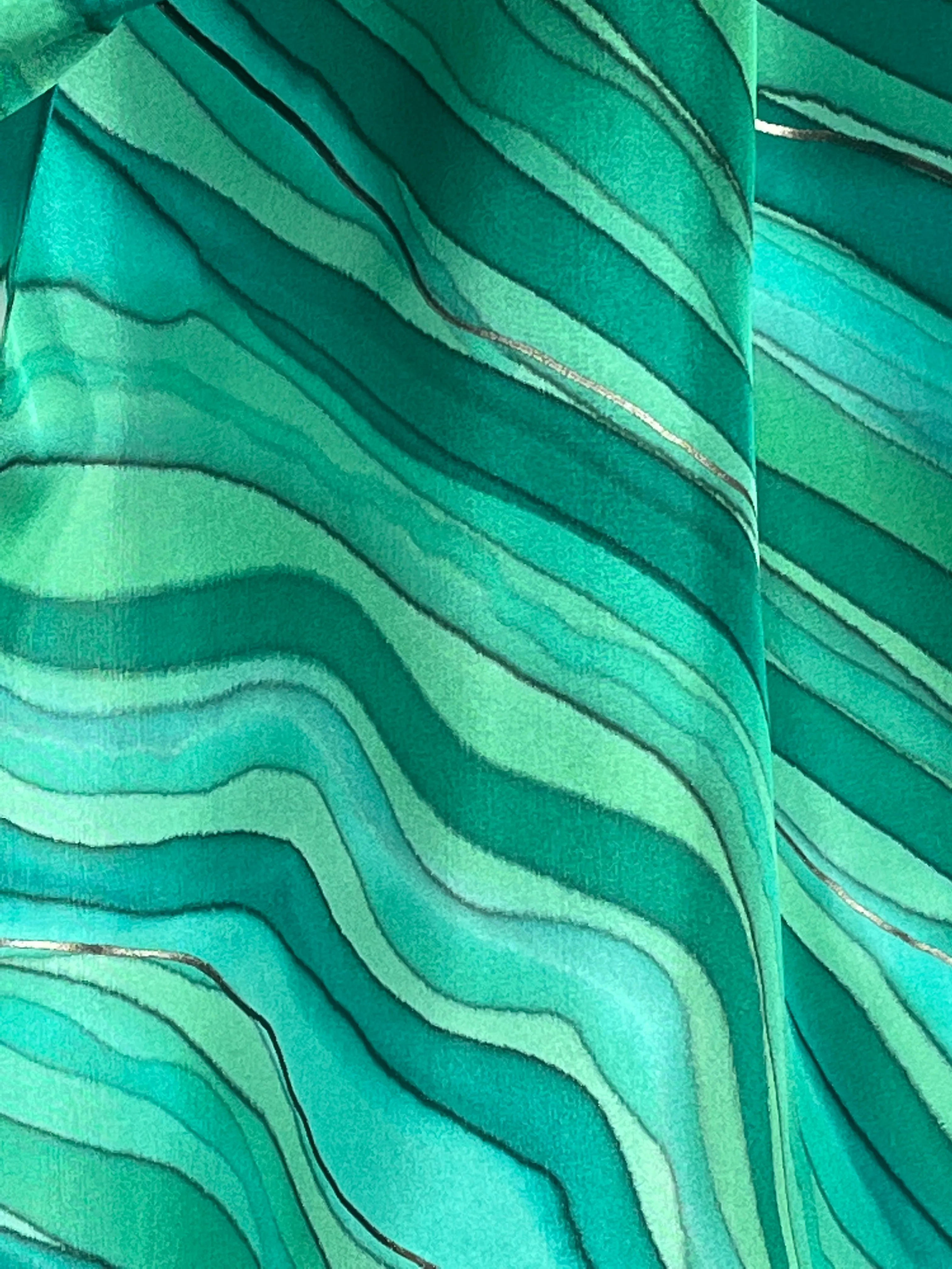 “Magnificent Malachite" - Hand-dyed Silk Scarf - $130