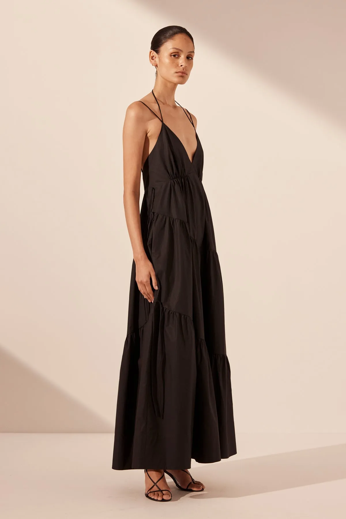 MAIORI TIERED MAXI DRESS - BLACK