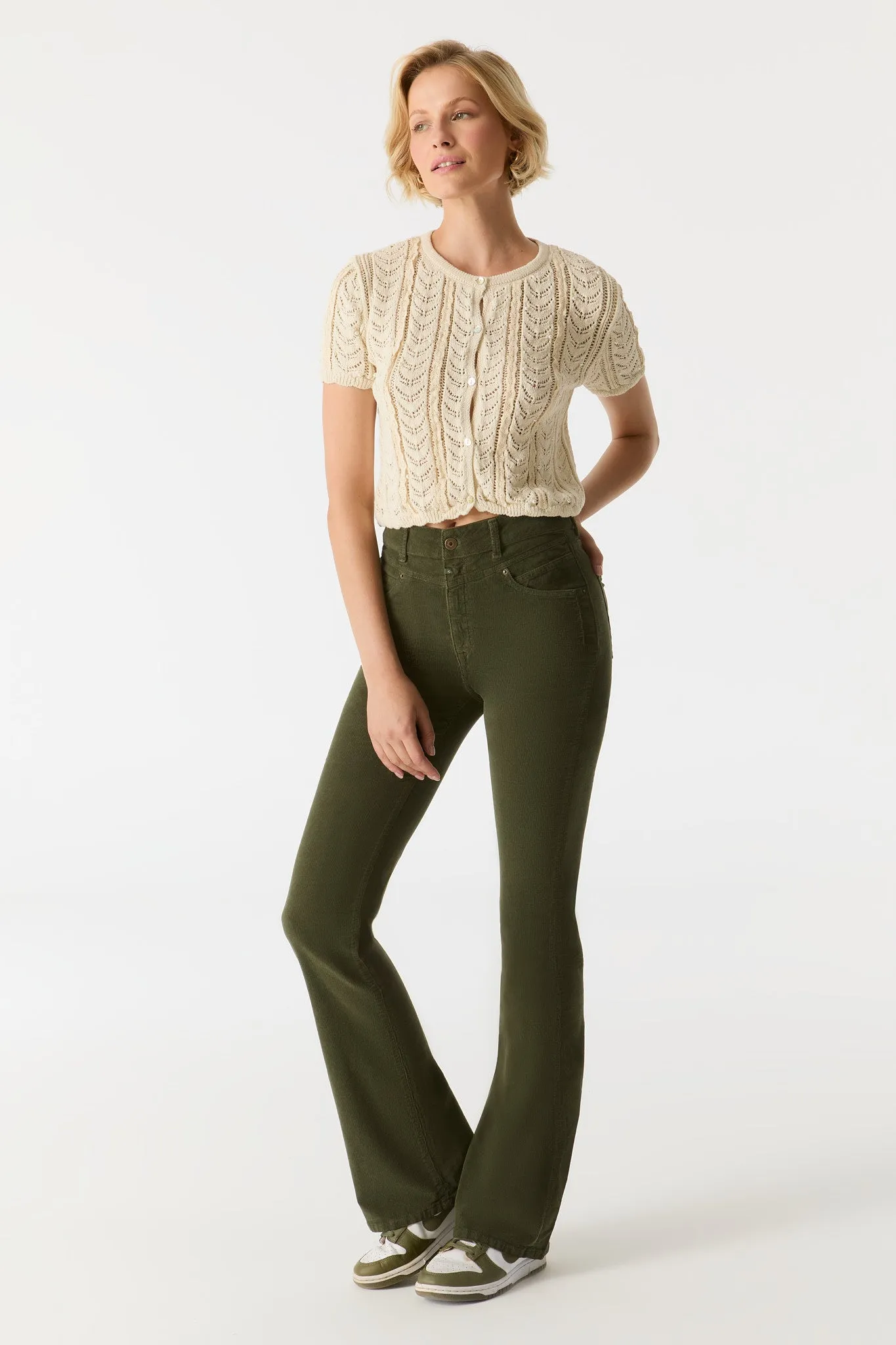 Matilda Cord High Waist Pants Green