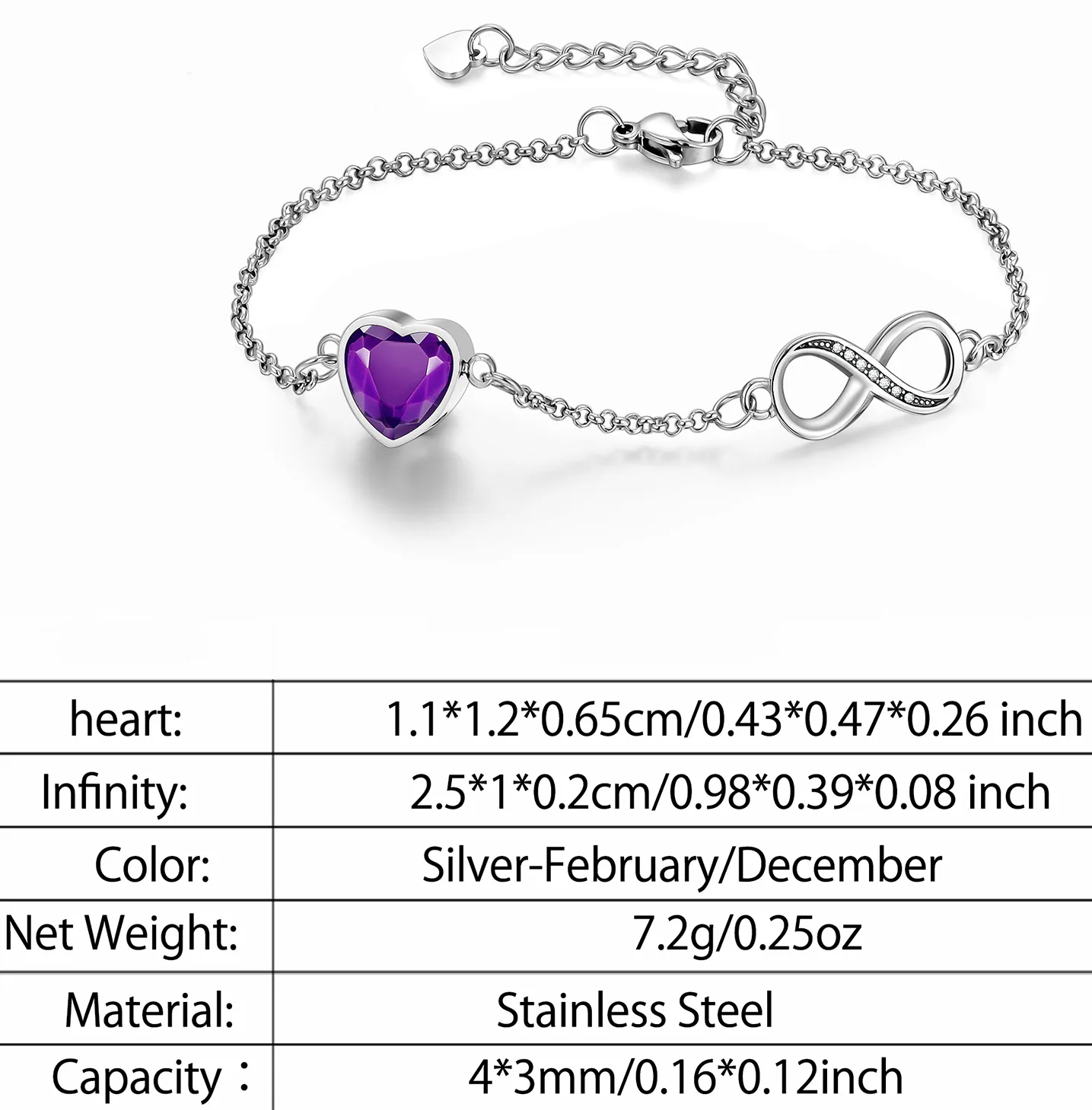 Memorial Safe Keeping Pendant Bracelet- Infinity and Heart Bracelet