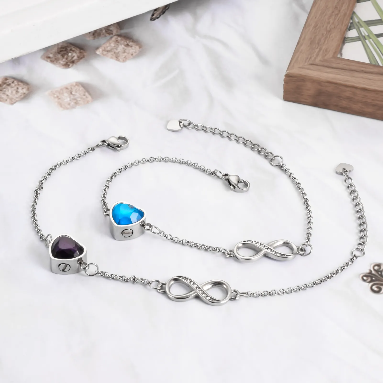 Memorial Safe Keeping Pendant Bracelet- Infinity and Heart Bracelet