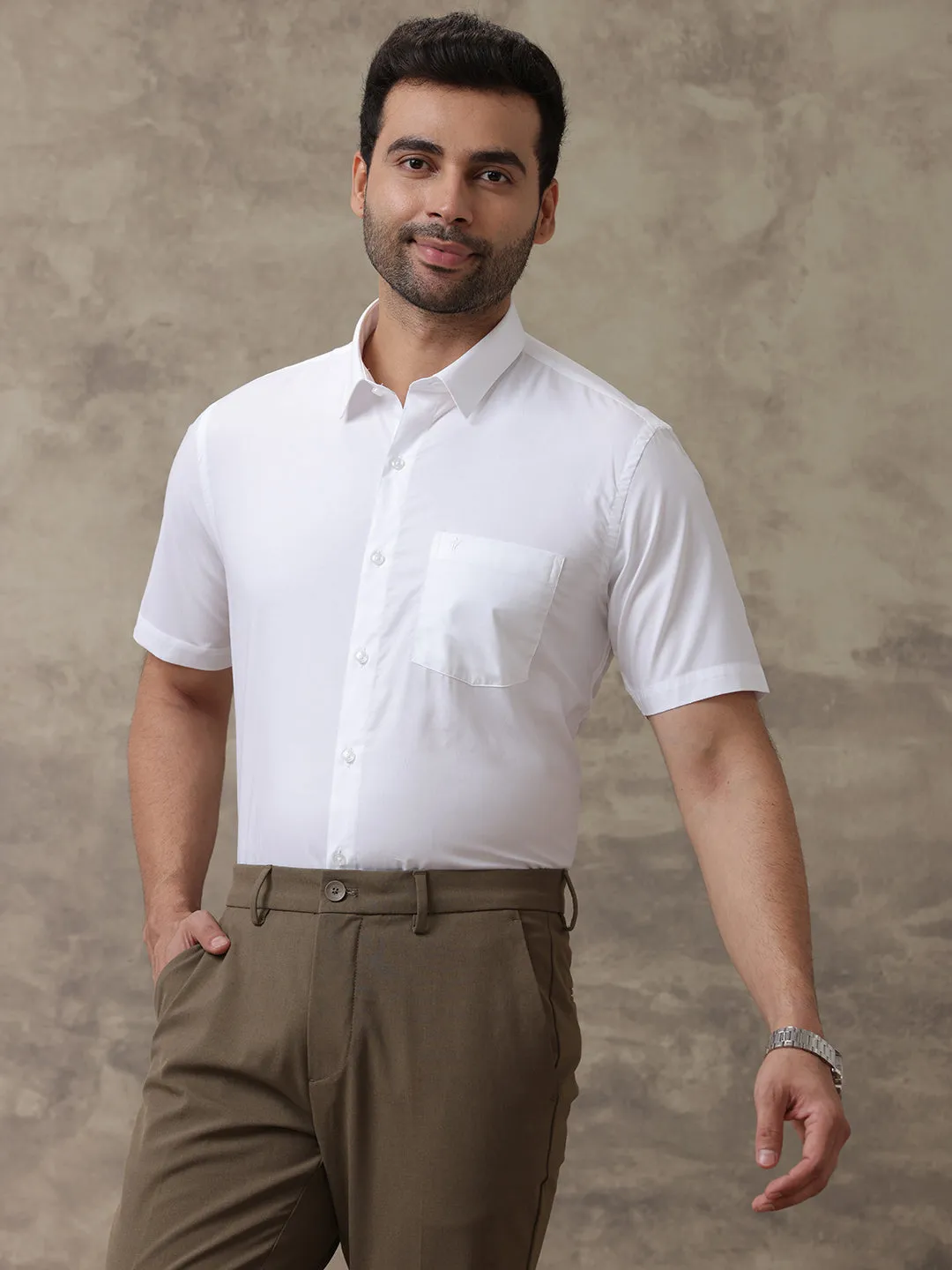 Men 100% Cotton White Shirt Luxor