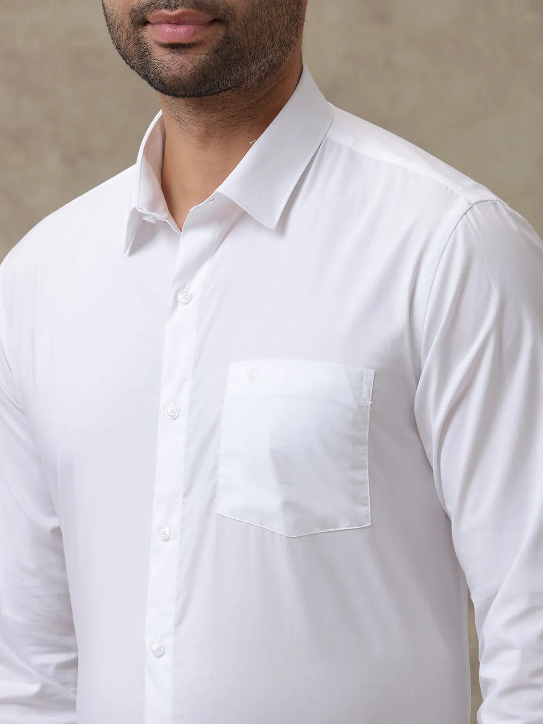 Men 100% Cotton White Shirt Luxor