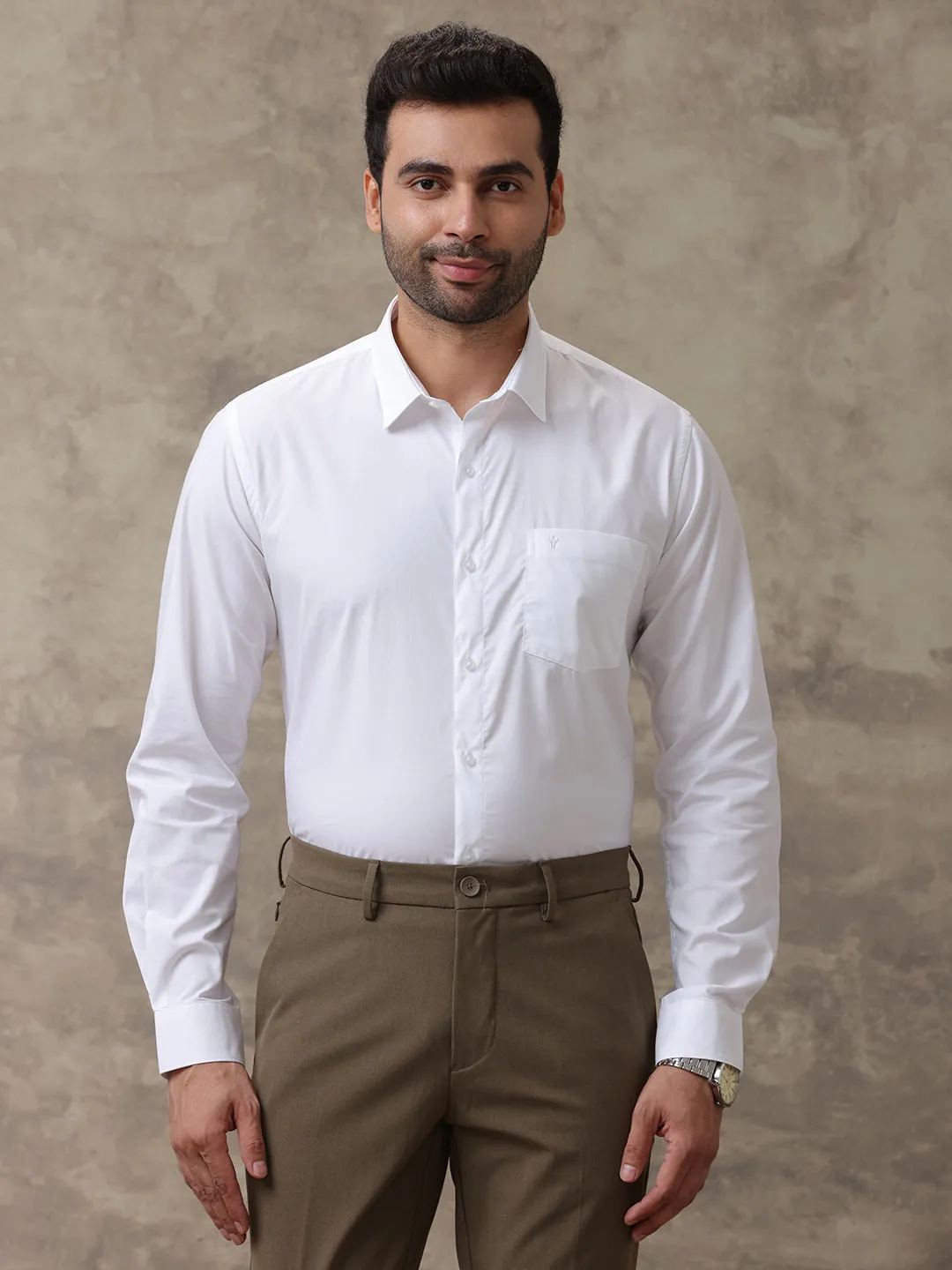 Men 100% Cotton White Shirt Luxor