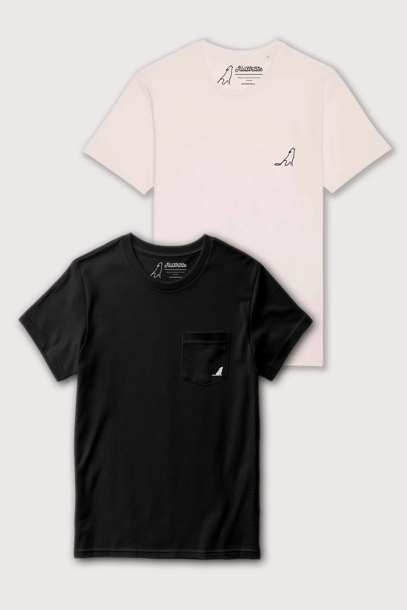 Men's T-shirt Combo | Embroidered Wolf Pocket T