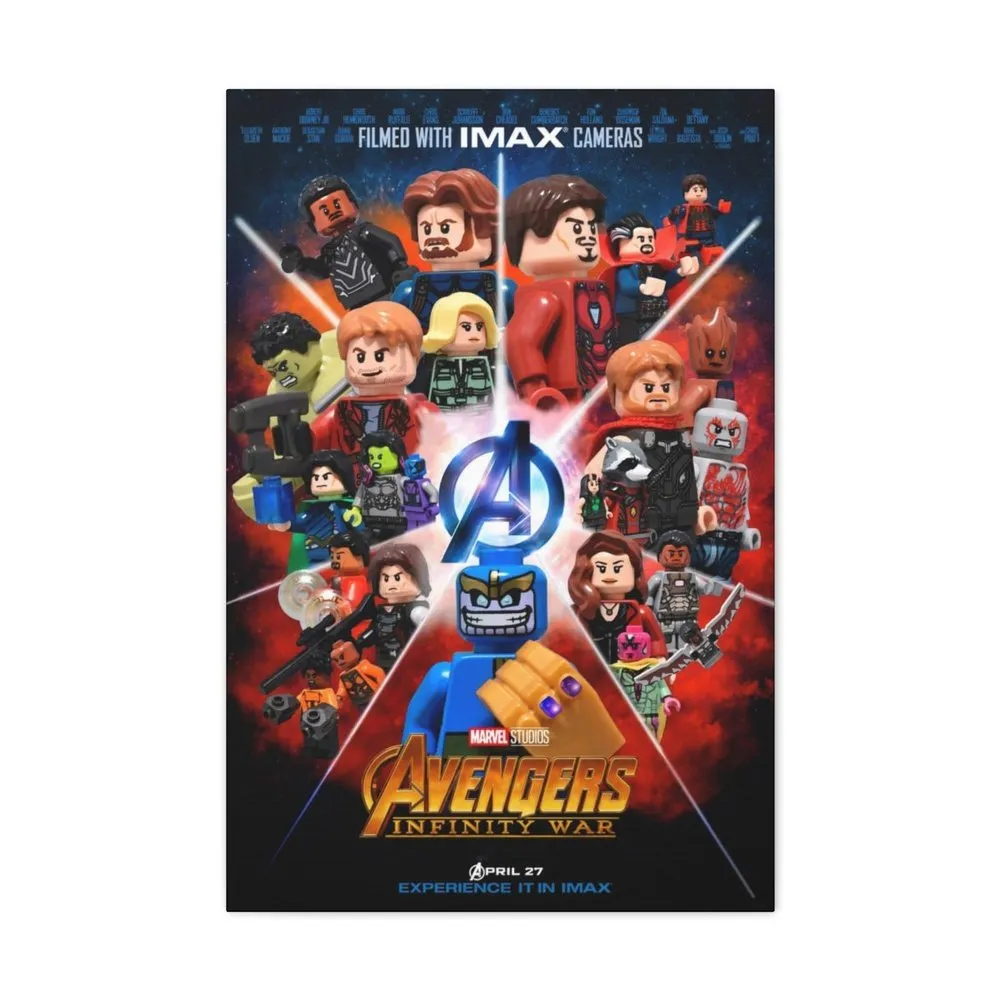 MOC  Compatible  Avengers Infinity Wars v2  Movie Wall Art Canvas Art With Backing.