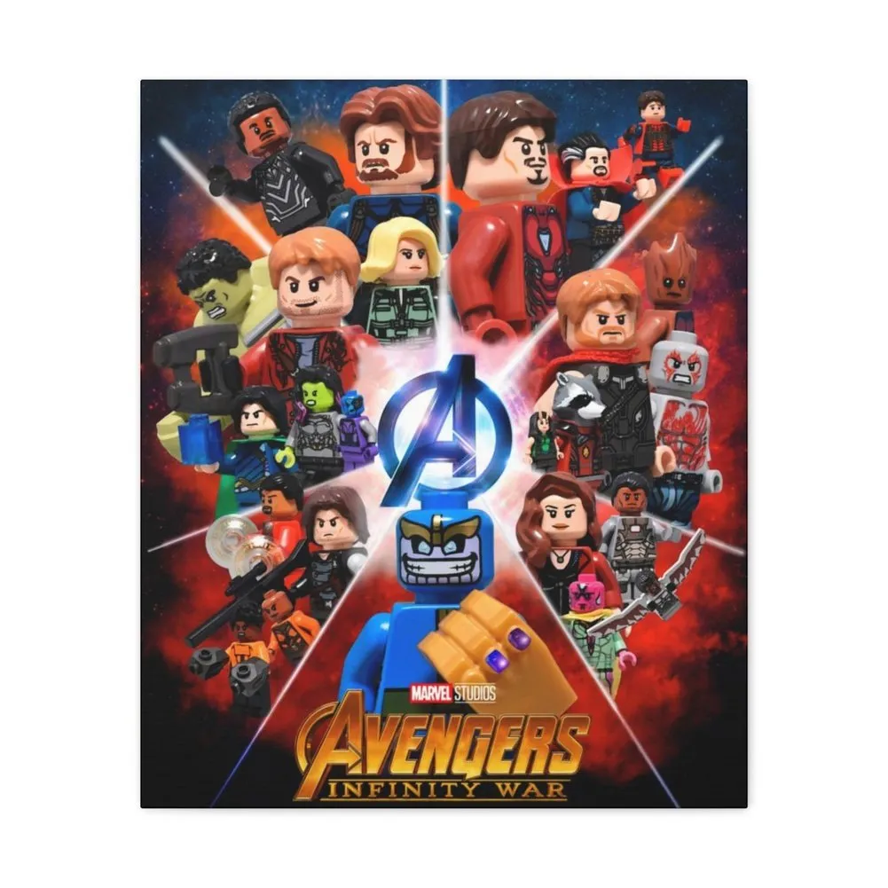 MOC  Compatible  Avengers Infinity Wars v2  Movie Wall Art Canvas Art With Backing.